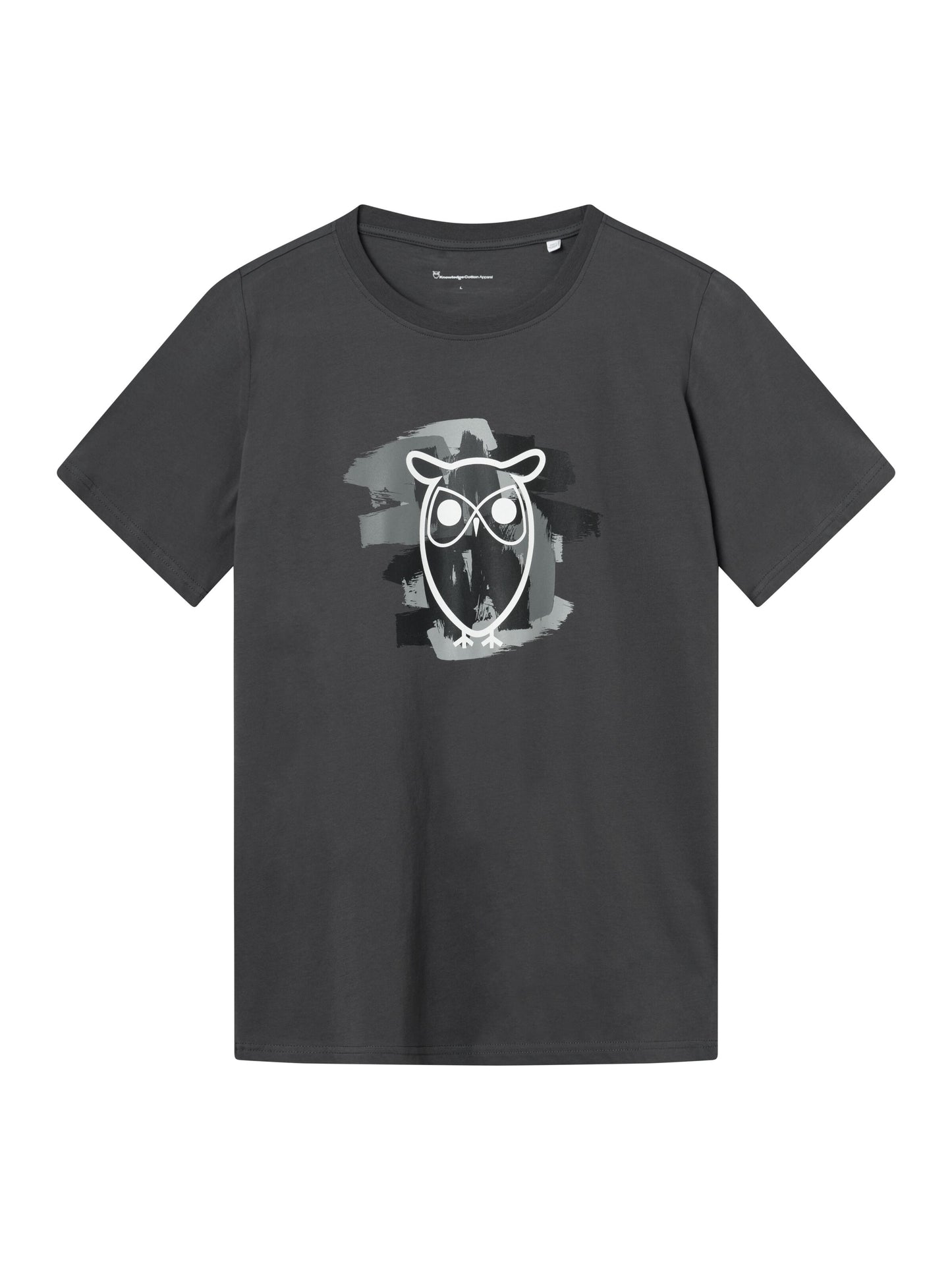 T-Shirt Regular fit owl chest print - Gray Pinstripe - KnowledgeCotton