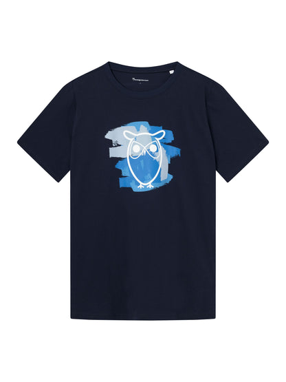 T-Shirt Regular fit owl chest print - Night Sky - KnowledgeCotton