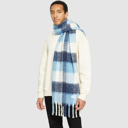 Checked Scarf Schal - Blue Check - KnowledgeCotton