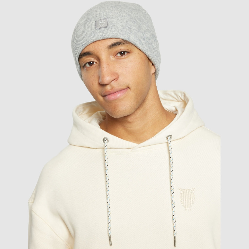 Mütze / Beanie wool double layer - grey melange - KnowledgeCotton