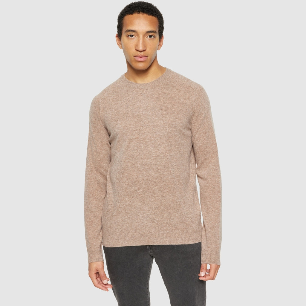 Pullover O-neck wool knit - Kelp Melange - KnowledgeCotton