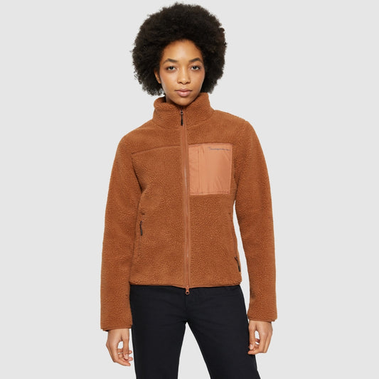 Jacke Teddy high neck zip jacket - Mocha Bisque - KnowledgeCotton