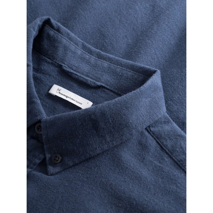 Hemd Regular Fit melangé flannel Shirt - Estate blue -KnowledgeCotton