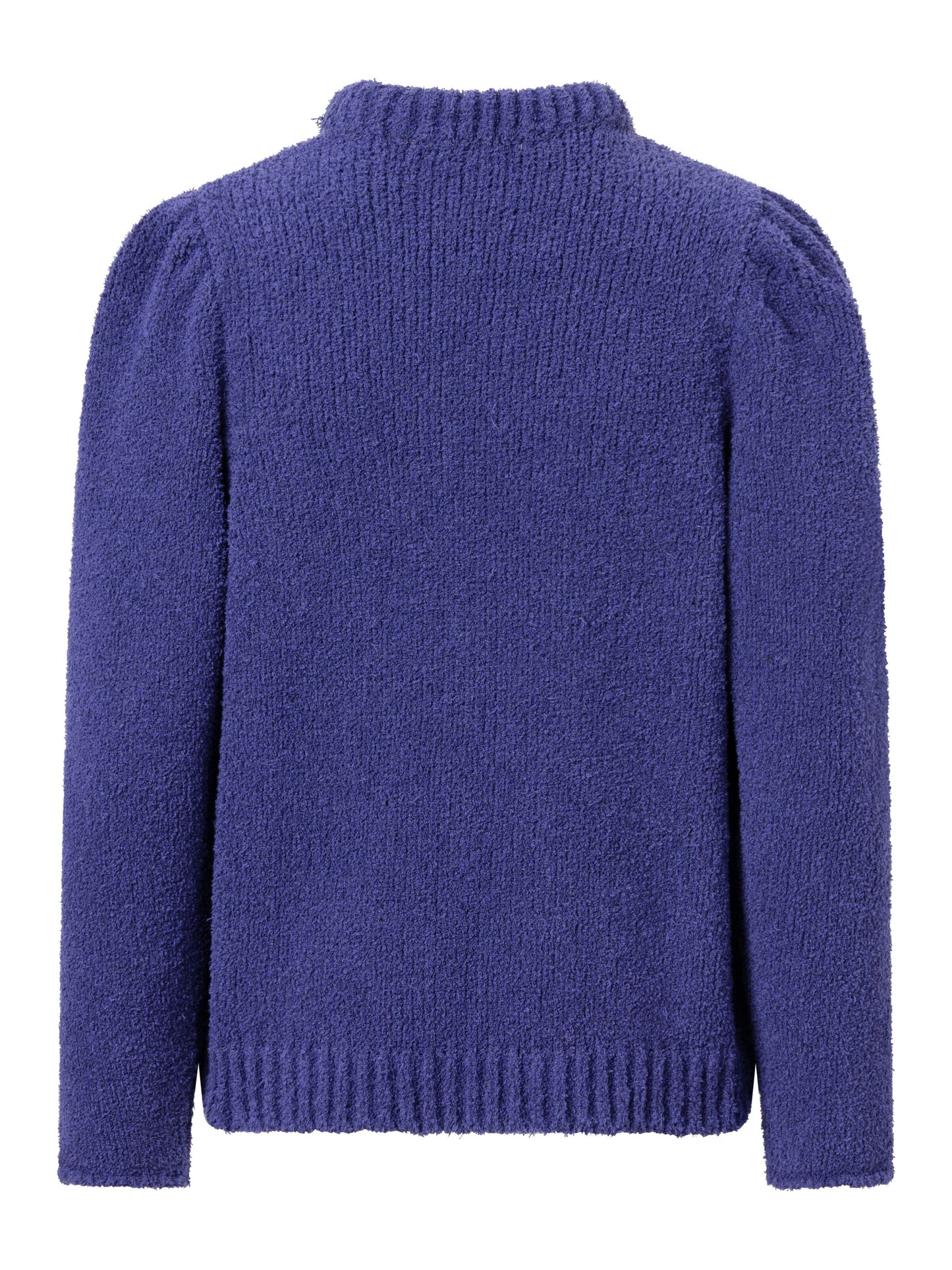 Pullover Mouline puff sleeve crew neck - deep purple - KnowledgeCotton