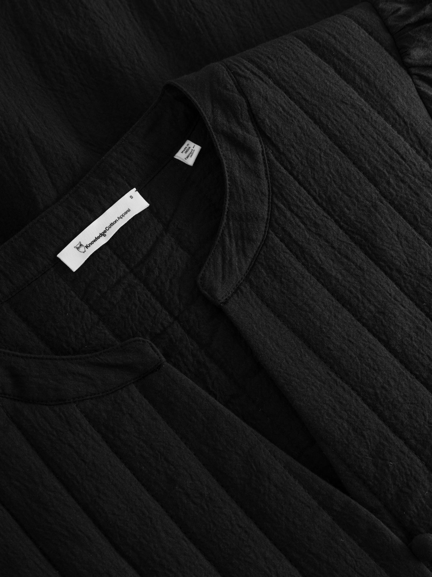 Kleid Heavy seersucker A-shape midi dress - Black Jet - KnowledgeCotton