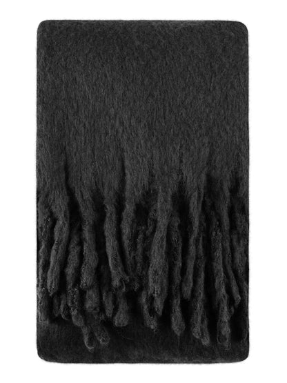 Schal Solid fringe scarf - Black Yet - KnowledgeCotton Apparel