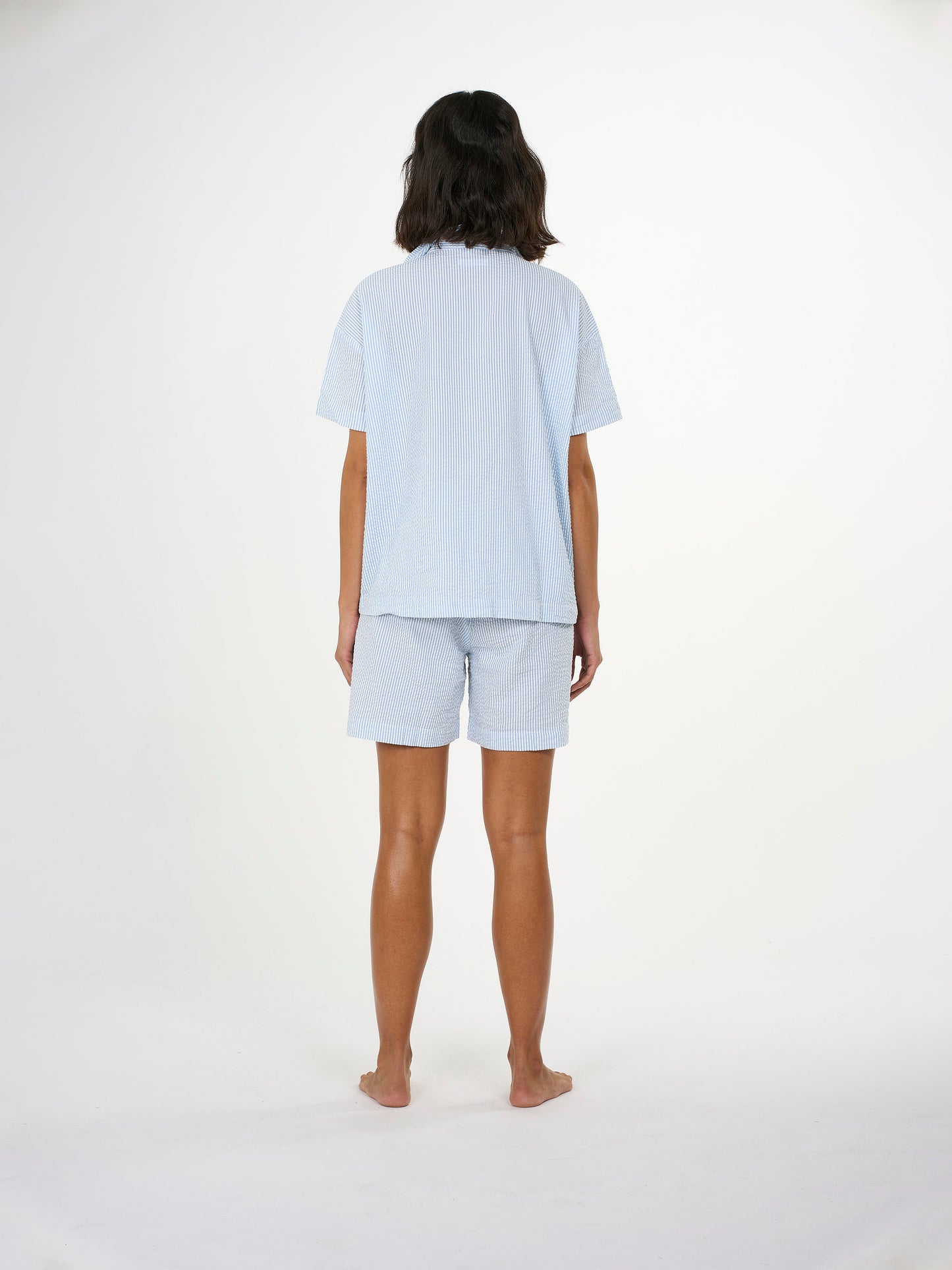 Seersucker Bluse - Blue Fog - KnowledgeCotton