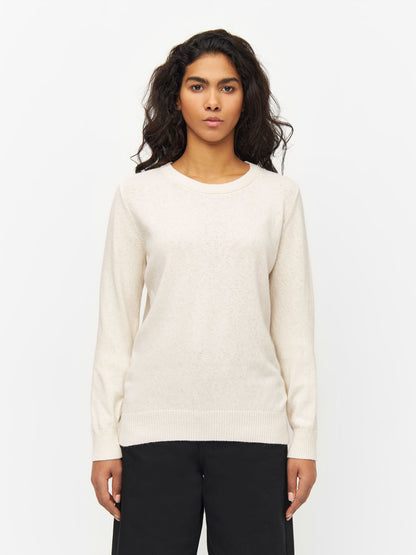 Pullover Lambswool crew neck - Buttercream - KnowledgeCotton