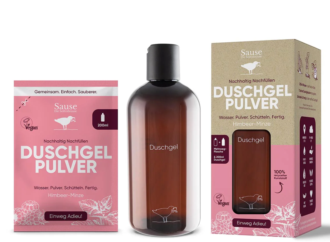 Starter Set Mehrweg-Flasche & 200ml Duschgel