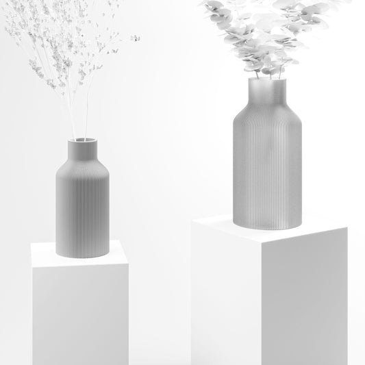 Vase aus dem 3D Drucker "Flasche" hellgrau
