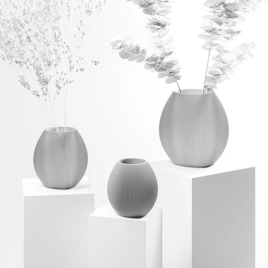 Vase aus dem 3D Drucker "Rund" hellgrau
