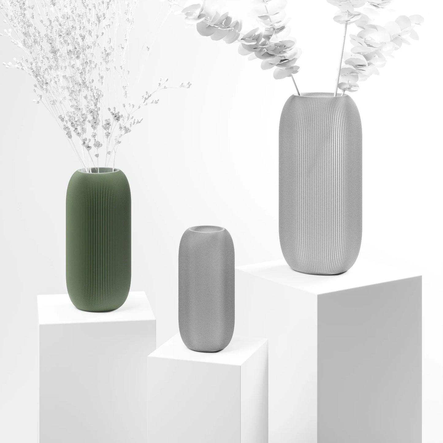 Vase aus dem 3D Drucker "Pille" olivgrün