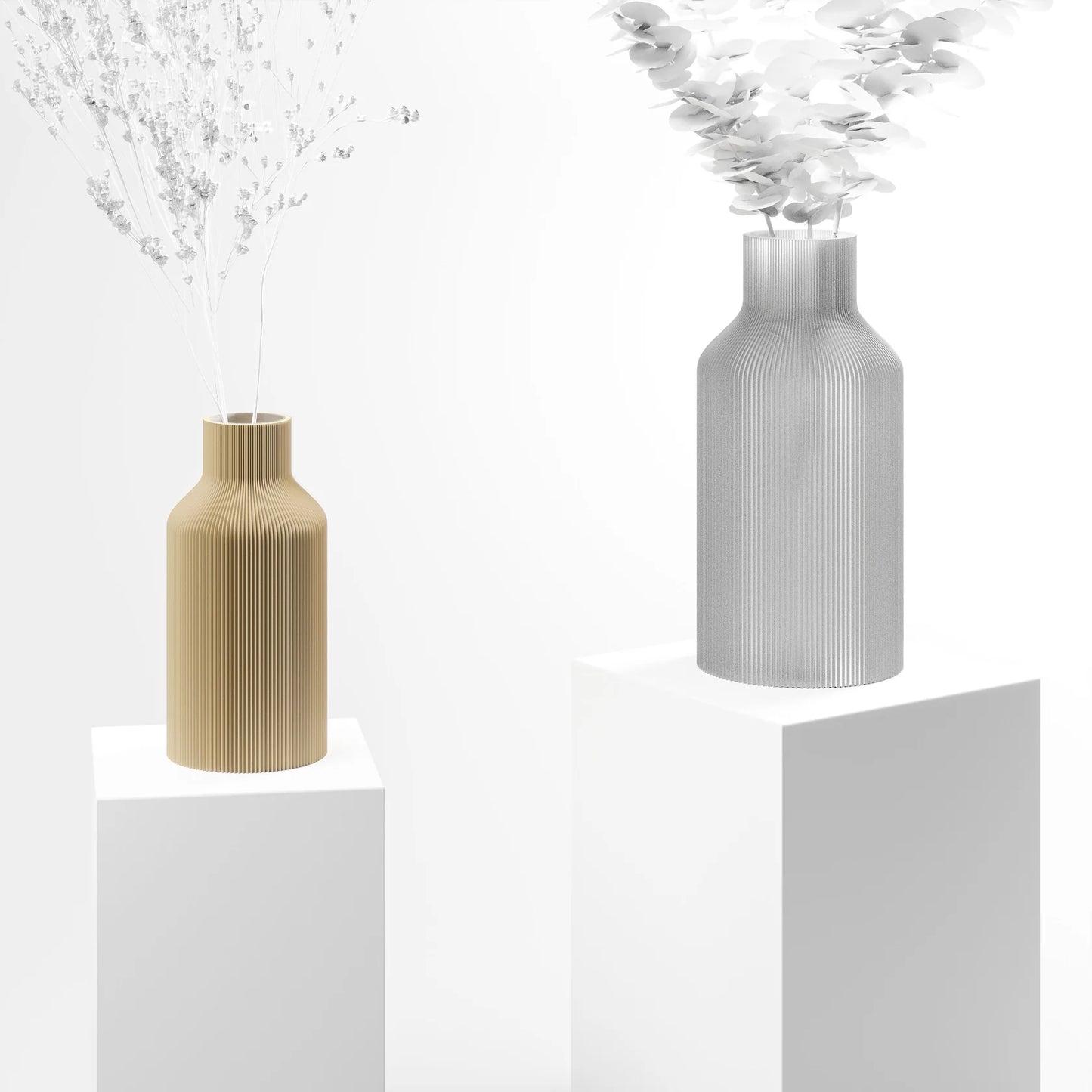 Vase aus dem 3D Drucker "Flasche" beige
