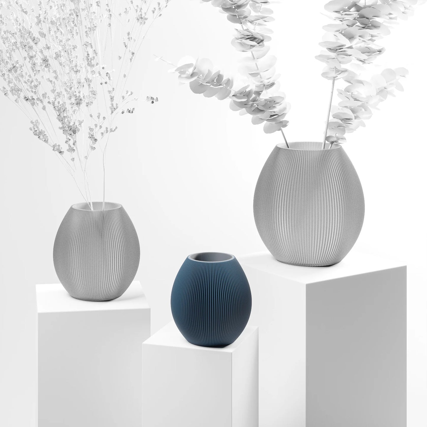 Vase aus dem 3D Drucker "Rund" navyblau