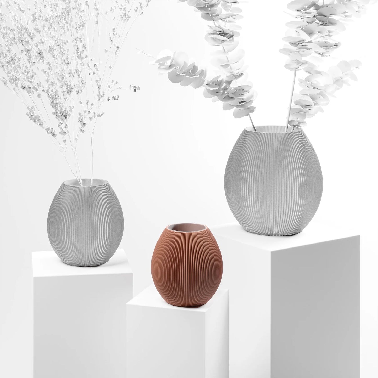 Vase aus dem 3D Drucker "Rund" Terracotta
