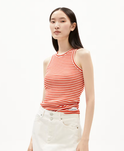 Top KANITAA STRIPES- poppy red-oatmilk