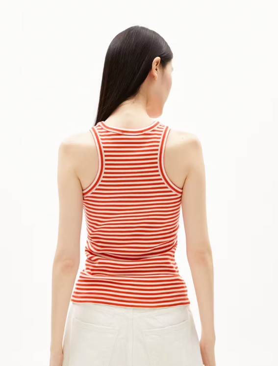 Top KANITAA STRIPES- poppy red-oatmilk