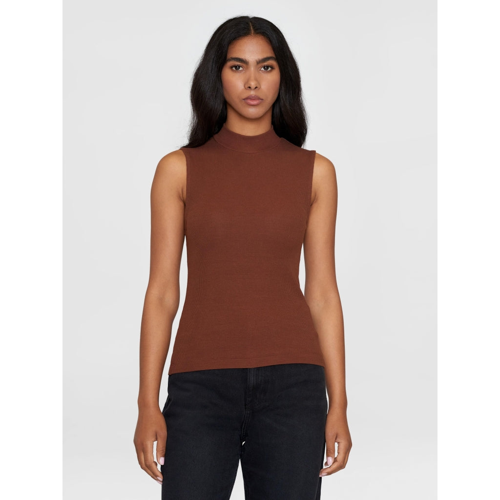 High neck rib Top - KnowledgeCotton Apparel