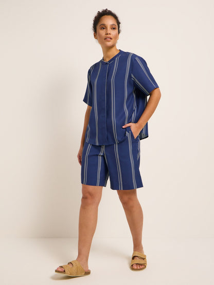 Blusenshirt - print stripe night blue - Lanius