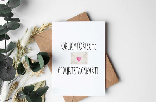"Obligatorische Geburtstagskarte" Klappkarten mit Umschlag