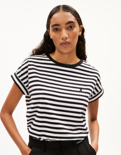 Shirt IDAARA Stripes - white-black - ARMEDANGELS