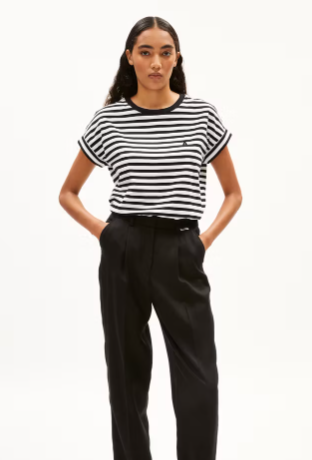 Shirt IDAARA Stripes - white-black - ARMEDANGELS