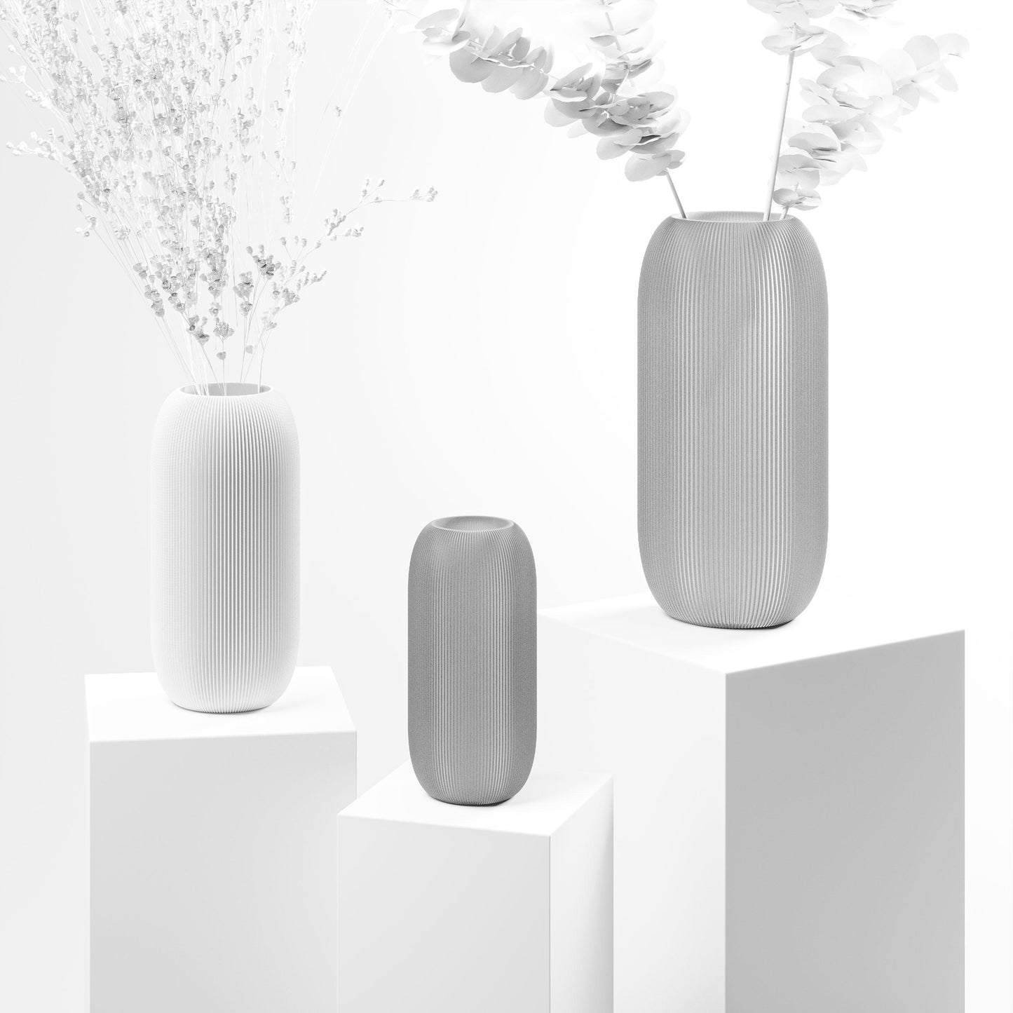 Vase aus dem 3D Drucker "Pille" weiß