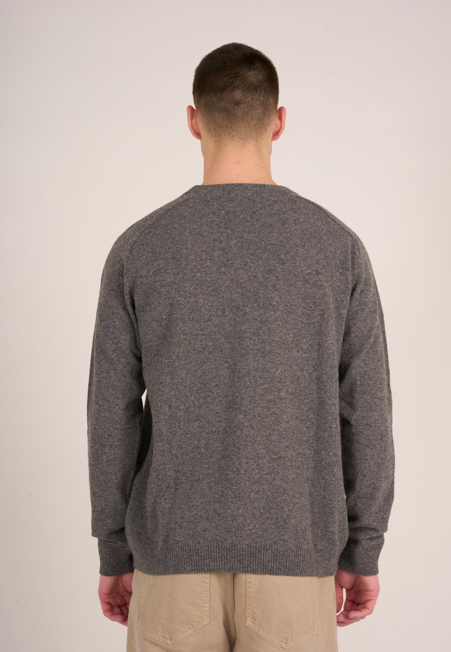 Pullover O-NECK KNIT - dark grey melange