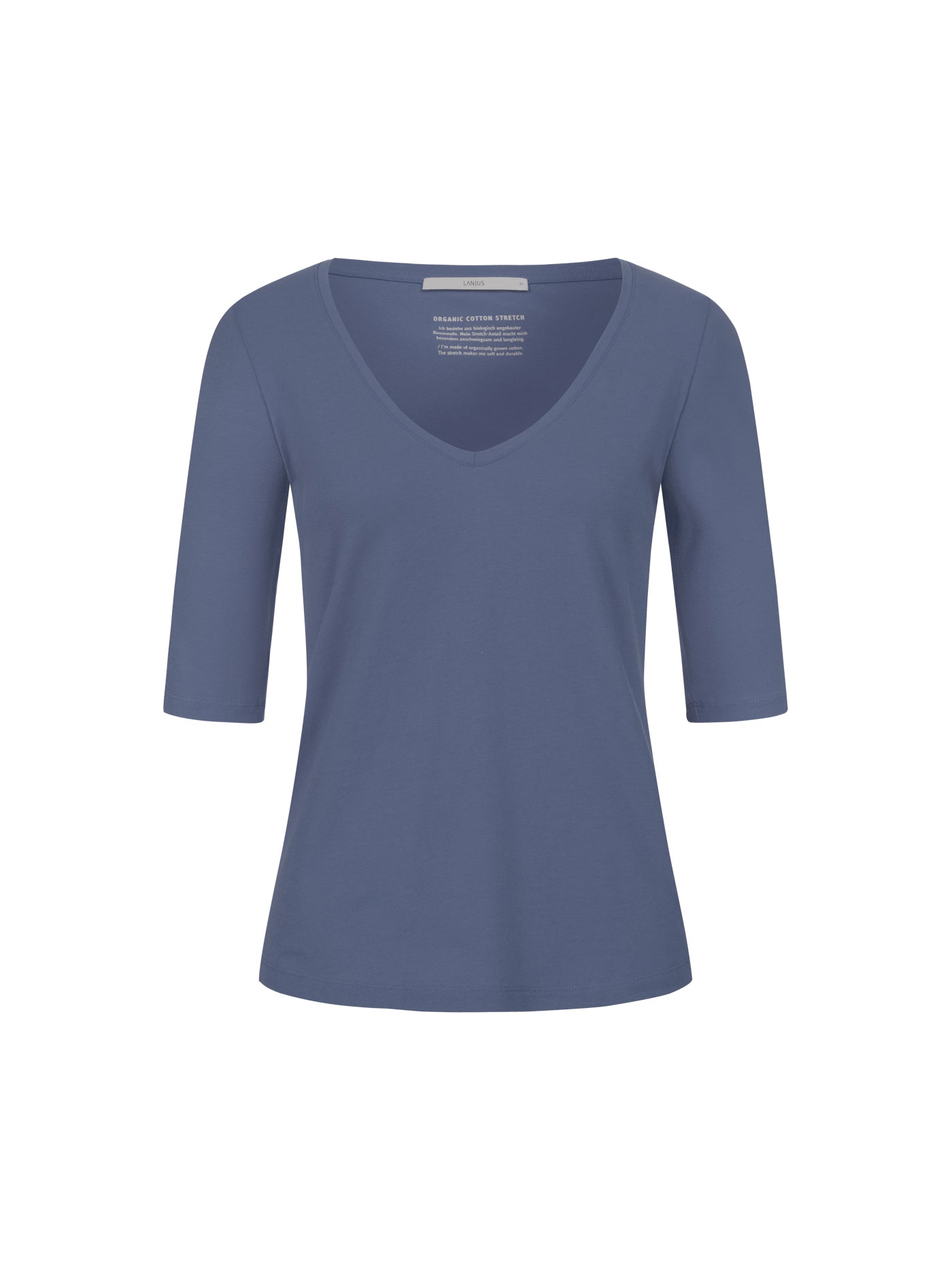 Halbarm-Shirt mit V-Ausschnitt - dove blue